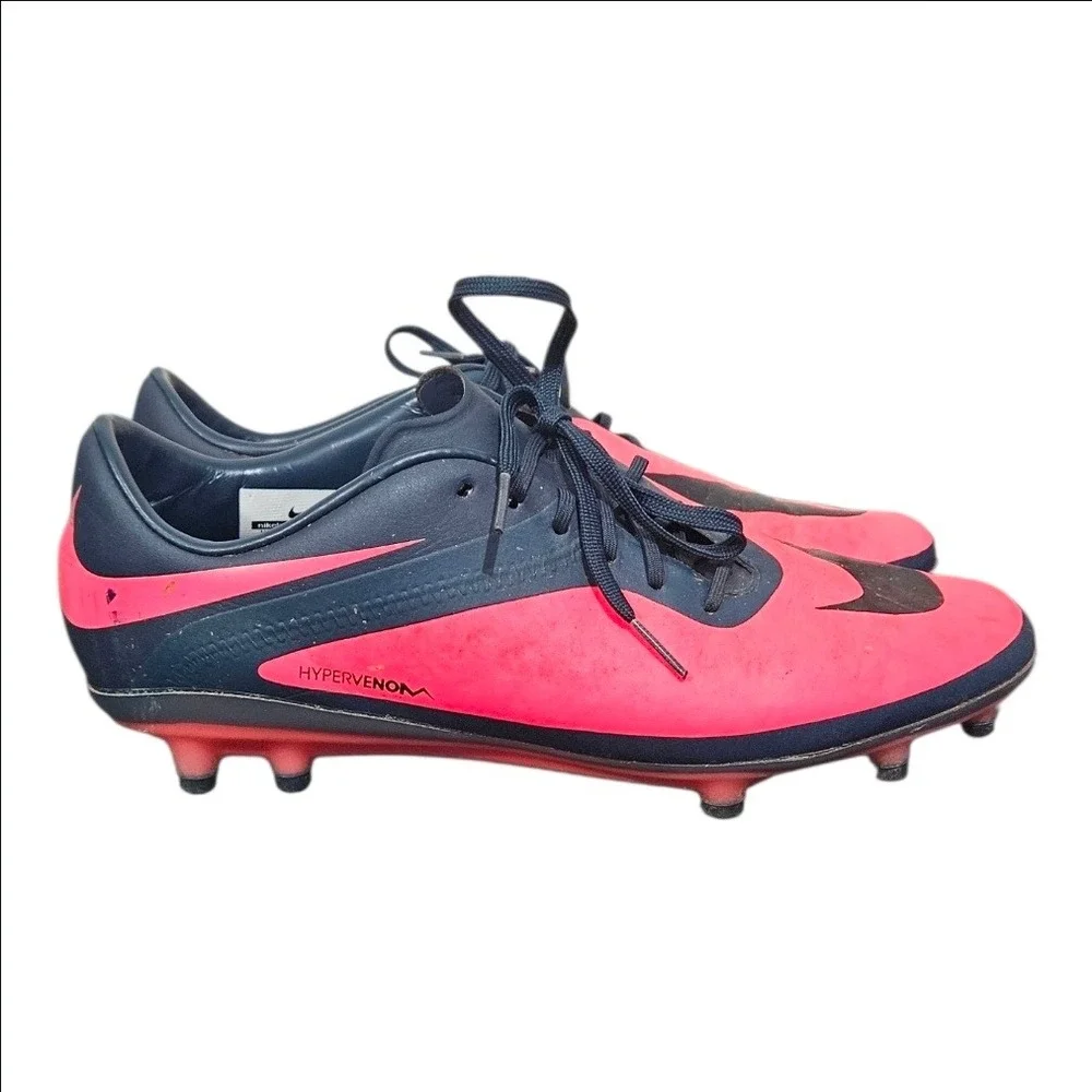 Nike Hypervenom Phelon FG Soccer Cleats Crimson Navy Blue Mens 9.5 599730-690